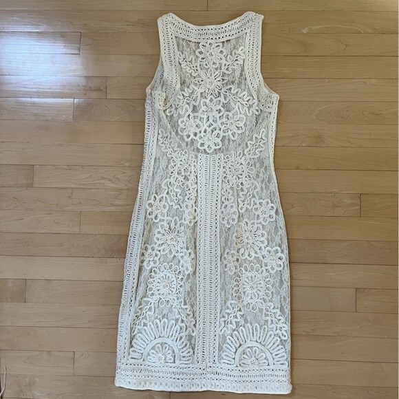 Sue Wong Nocturne Bateau Neckline Embroidered Sheath Dress Creamy Ivory 2 NWOT - Picture 7 of 13